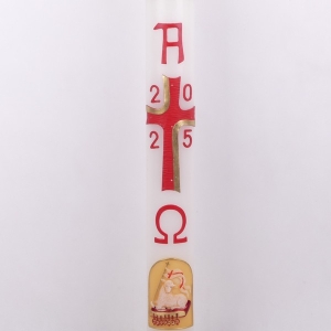 PASCHAŁ 1A 10/115cm 8,5 KG OLEJOWY - BIAŁY, KRZYŻ DWA ZŁOTE BRZEGI + NOWY BARAN