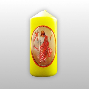 ŚWIECA KLOCEK ŻÓŁTA W6 JEZUS ZMARTWYCHWSTAŁY