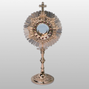 MONSTRANCJA Z KAMIENIAMI h - 55 cm, Ø tarczy 27 cm, (51563)