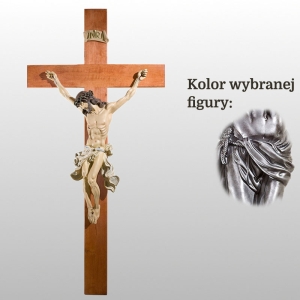 KORPUS CHRYSTUSA 70 CM SREBRNY NA KRZYŻU 125 x 60 CM (177)