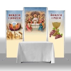 OŁTARZ PRZENOŚNY - BOŻE CIAŁO - "BIERZCIE I JEDZCIE..."  +STÓŁ+GRAFIKA+POKROWIEC (KPL.)