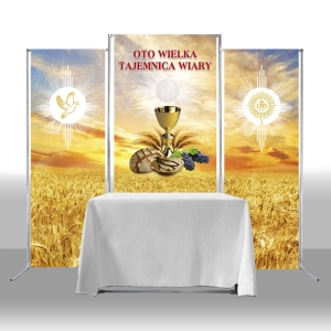 OŁTARZ PRZENOŚNY - BOŻE CIAŁO "OTO WIELKA TAJEMNICA WIARY (KŁOSY)..." +STÓŁ+GRAFIKA+POKROWIEC (KPL.)