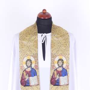 STUŁA ZŁOTA METALICZNA - JEZUS PANTOKRATOR
