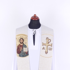 STUŁA HAFTOWANA, ZŁOTA NITKA "JEZUS PANTOKRATOR + PAX"