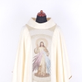 GALON NA ORNAT HAFTOWANY, "JEZUS MIŁOSIERNY" - BIAŁY