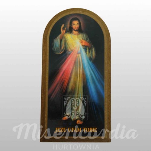 PAMIĄTKA NA DESCE JEZUS MIŁOSIERNY (9x17) brązowa 