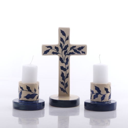 ZESTAW KOLĘDOWY CERAMICZNY 20cm SZKLIWIONY RĘCZNIE MALOWANY