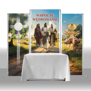 OŁTARZ PRZENOŚNY - BOŻE CIAŁO "WSPÓLNE WĘDROWANIE (EMAUS)..." +STÓŁ+GRAFIKA+POKROWIEC (KPL.)