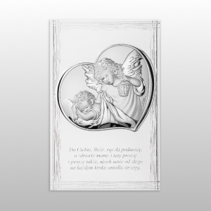 PANEL ANIOŁ Z LATARENKĄ SERCE BIAŁY MODLITWA 11,5x17,5
