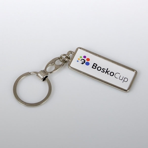 BRELOK BOSKOCUP DWUSTRONNY BIAŁY METALOWY