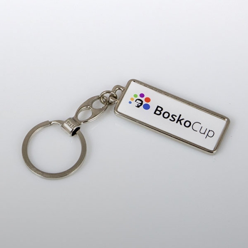 BRELOK BOSKOCUP DWUSTRONNY BIAŁY METALOWY