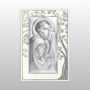 PANEL ŚWIĘTA RODZINA BIAŁY SREBRNE DRZEWO 15x23