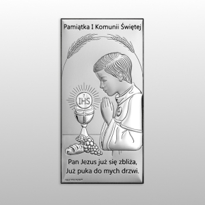 OBRAZEK KOMUNIA CHŁOPIEC PAMIĄTKA I KOMUNII ŚWIĘTEJ PIEŚŃ 7x14