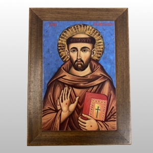OBRAZ - PŁYTKA CER. Z RAMKĄ 18,5cm x24cm - ŚW. FRANCISZEK