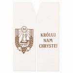 STUŁA HAFTOWANA KREMOWA - HERB MINISTRANTÓW + "KRÓLUJ NAM CHRYSTE!"