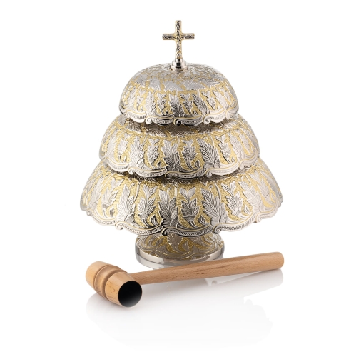 GONG POTRÓJNY MOSIĘŻNY "ZDOBIONY" WYS. 37CM