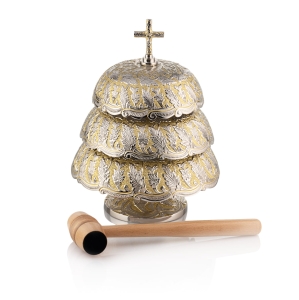 GONG POTRÓJNY MOSIĘŻNY "ZDOBIONY" WYS. 37CM