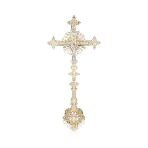 KRZYŻ STOJĄCY MOSIĘŻNY OŁTARZOWY 80 CM