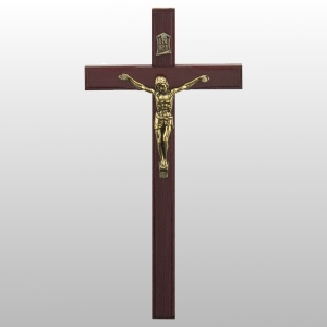KRZYŻ WISZĄCY DREWNO KOLOR WIŚNIA FREZ 16CM