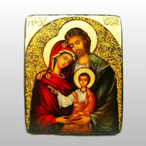 IKONA MAŁA MALOWANA ŚW.RODZINA (JEZUS WSKAZUJE RĘKĄ)