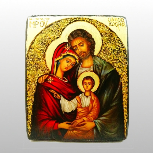 IKONA MAŁA MALOWANA ŚW.RODZINA (JEZUS WSKAZUJE RĘKĄ)