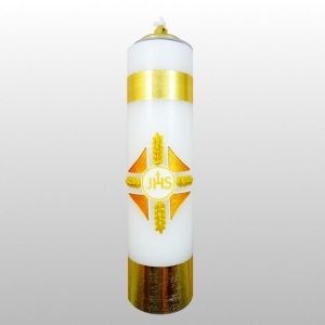 ŚWIECA OŁTARZOWA BIAŁA 30/8 OLEJOWA APLIKACJA - EUCHARYSTIA