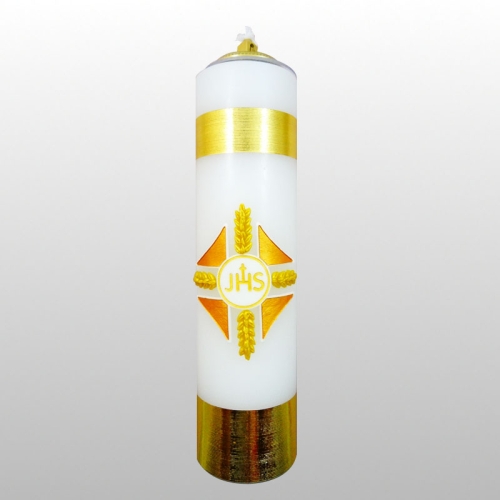 ŚWIECA OŁTARZOWA BIAŁA 30/8 OLEJOWA APLIKACJA - EUCHARYSTIA