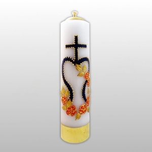ŚWIECA OŁT.30/8 MARYJNA - "M" Z RÓŻĄ