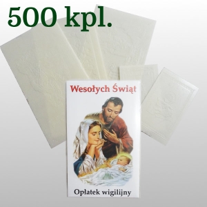 OPŁATKI WIGILIJNE : 3 DUŻE + 2 MAŁE + KOPERTA + FOLIA - KARTON 500 KPL / 1,60 zł/kpl