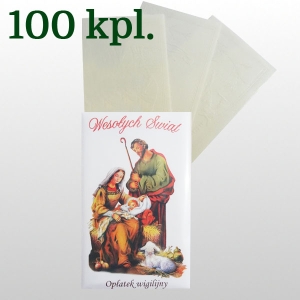 OPŁATKI WIGILIJNE : 3 SZT DUŻYCH + KOPERTA + FOLIA - KARTON 100 KPL / 1,75 zł/kpl