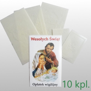 OPŁATKI WIGILIJNE : 3 DUŻE + 2 MAŁE + KOPERTA + FOLIA - KARTON 10 KPL / 2,3 zł/kpl