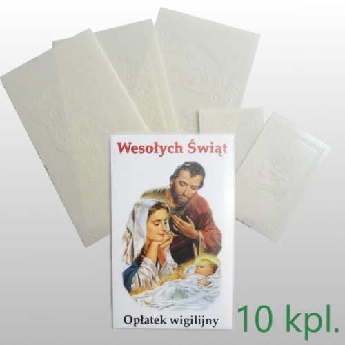 OPŁATKI WIGILIJNE : 3 DUŻE + 2 MAŁE + KOPERTA + FOLIA - KARTON 10 KPL / 2,3 zł/kpl