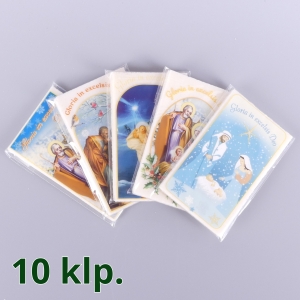 OPŁATKI WIGILIJNE: 5 SZT MAŁYCH + FOLIA KOLOR - KARTON 10 KPL / 1,80 zł/kpl