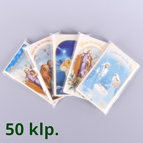 OPŁATKI WIGILIJNE: 5 SZT MAŁYCH + FOLIA KOLOR - KARTON 50 KPL / 1,65 zł/kpl