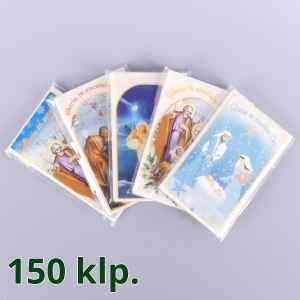 OPŁATKI WIGILIJNE: 5 SZT MAŁYCH + FOLIA KOLOR - KARTON 150 KPL / 1,5 zł/kpl