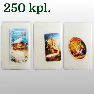 OPŁATKI WIGILIJNE : 5 SZT MAŁYCH + OBRAZEK + FOLIA - KARTON 250 KPL / 1,35 zł/kpl