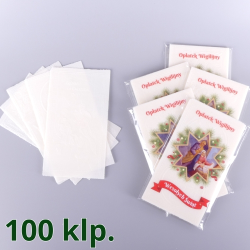 OPŁATKI WIGILIJNE : 5 SZT. DUŻYCH + FOLIA KOLOR - KARTON 100 KPL / 2 zł/kpl