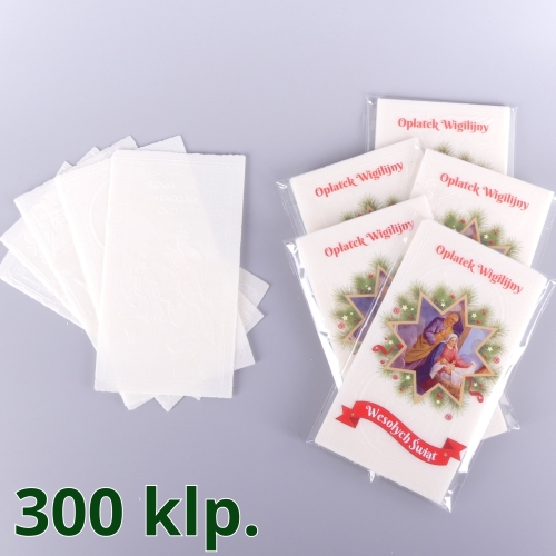 OPŁATKI WIGILIJNE : 5 SZT. DUŻYCH + FOLIA KOLOR - KARTON 300 KPL / 1,90 zł/kpl