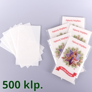 OPŁATKI WIGILIJNE : 5 SZT. DUŻYCH + FOLIA KOLOR - KARTON 500 KPL / 1,80 zł/kpl
