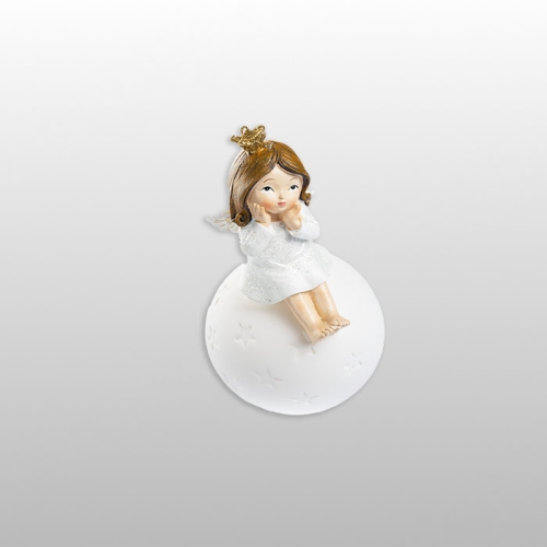 FIGURKA ANIOŁEK KULA ŚNIEŻNA ŚWIECĄCA 17CM