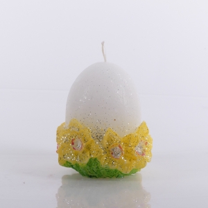 WIELKANOCNA ŚWIECA JAJKO Z ŻONKILAMI ŚWIATŁOWÓD - 11 CM