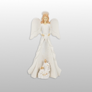FIGURKA ANIOŁ ŚWIECĄCY  ŚW. RODZINA BIAŁY WYS. 21,5 CM