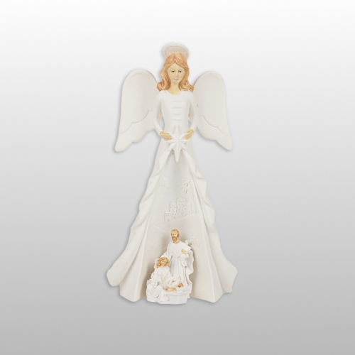 FIGURKA ANIOŁ ŚWIECĄCY  ŚW. RODZINA BIAŁY WYS. 21,5 CM