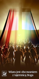 BANER TRANSPARENT - WIARA JEST OBCOWANIEM Z TAJEMNICĄ BOGA (t_95)