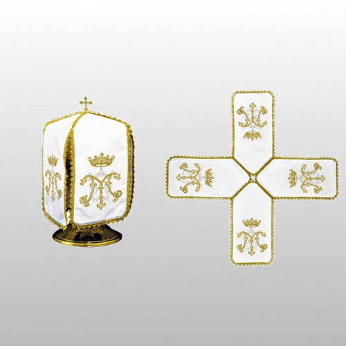 WELON NA PUSZKĘ BIAŁY HAFT MARYJNY (29cm WYS.- KRZYŻAK) (52618)