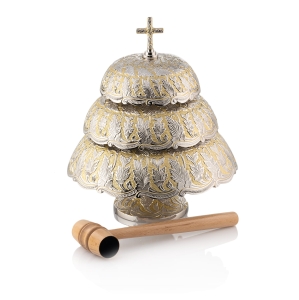 GONG POTRÓJNY MOSIĘŻNY "ZDOBIONY" WYS. 37CM