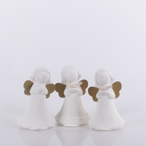ANIOŁEK BIAŁY 11 cm, ZŁOTE SKRZYDŁA MIX WZORÓW