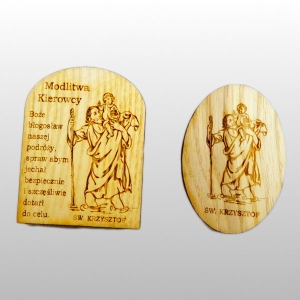 PLAKIETKA-DREWNO OWAL ŚW.KRZYSZ.