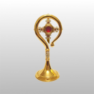 RELIKWIARZ PASTORAŁ ZŁOCONY 35 CM