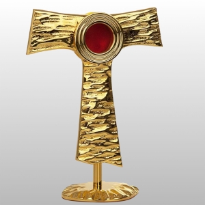 RELIKWIARZ FRANCISZKAŃSKI SYMBOL TAU ZŁOCONY 19,5 CM
